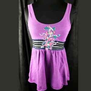 Free People XS Top Embroidered Cotton Boho Peasant